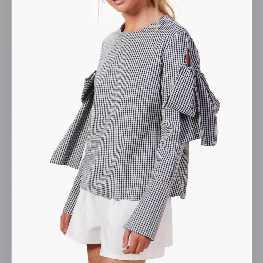 Boohoo Gingham Bow Top
